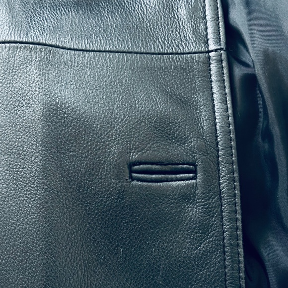 WINLIT New York Size Medium Black Leather Trench Coat Mob Wife Matrix 80s VGC - Picture 11 of 14